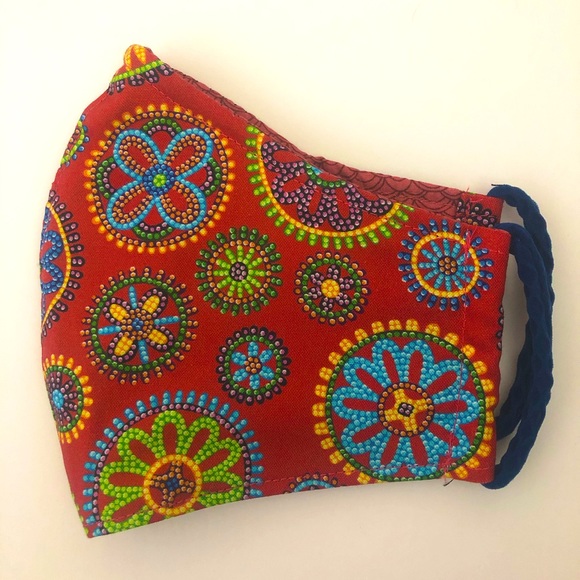 Red Beaded Flowers Face Mask for kids and adults - Picture 1 of 3